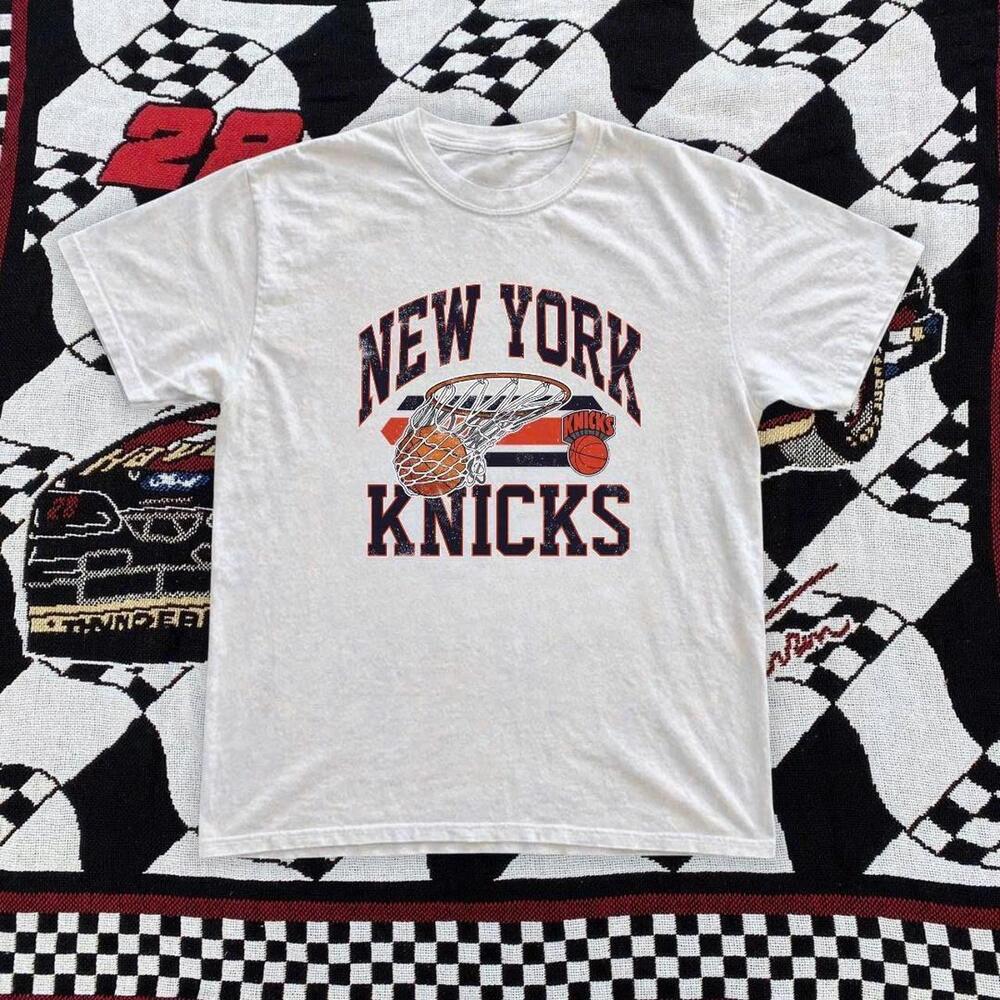 White  York Knicks Basketball Tee